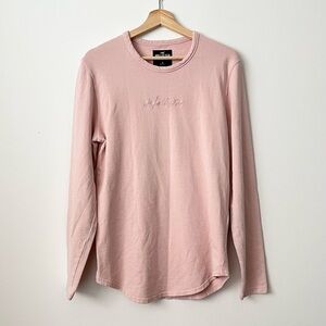 Hollister Women's Oversized Pink Logo Sweatshirt Size S 100% Cotton Y2K Loungey